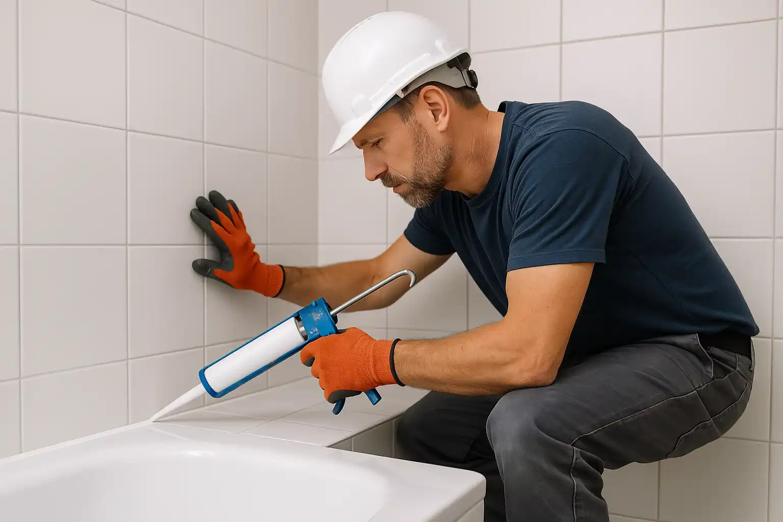 Fugemand fuger badeværelse